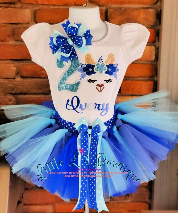 Llama Birthday Outfit, Blue Llama Birthday Tutu Set,llama Birthday Shirt,unicorn Birthday Shirt, Smash Cake, Girls Birthday Tutu Set,baby