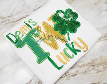 Two Lucky Birthday Shirt, St. Patrick’s Day Shirt ,Shamrock Shirt, Clover Shirt Outfit, Babys 1st St. Pattys, St. Patty’s Day Clover Shirt
