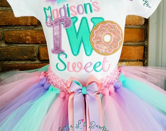 Two Sweet Outfit, Donut Birthday Tutu Set, Two Sweet Birthday Outfit, Sweet Celebration Shirt,Two Sweet Donut Birthday Shirt,Doughnut Shirt