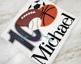 Boys Sports Themed Birthday Shirt,Boys Sports Shirt,Boys Birthday Shirt,Sports Themed Birthday Shirt Boys,Baby Boy Birthday Shirt,Smash Cake