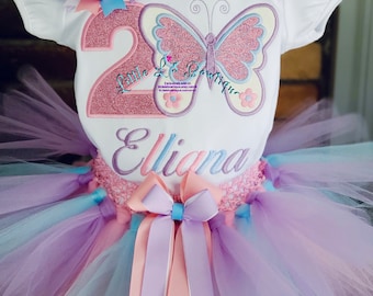 Butterfly Birthday Outfit, Butterfly Birthday Shirt,Baby&#39;s Butterfly Birthday Tutu Set,Butterfly Shirt,Smash Cake,Baby&#39;s 1st Birthday