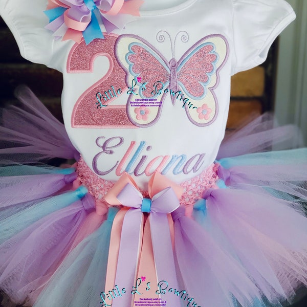 Butterfly Birthday Outfit, Butterfly Birthday Shirt,Baby's Butterfly Birthday Tutu Set,Butterfly Shirt,Smash Cake,Baby's 1st Birthday