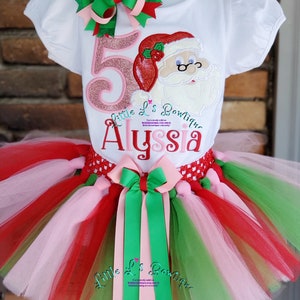 Santa Birthday Outfit, Santa Tutu Set, Santa Christmas Outfit, Ho Ho Ho Birthday Shirt, Girls Santa Outfit, Girls Xmas Shirt