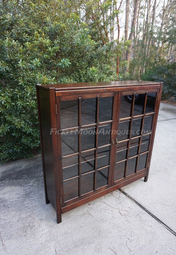 Antique Oak Bookcase Arts Crafts Movement Mission Oak