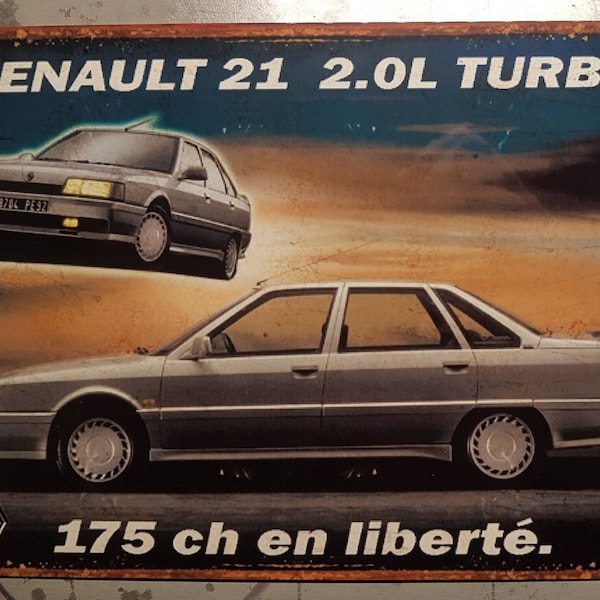 Plaque métal vintage Renault 21 turbo