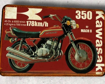 Vintage metal plate Kawasaki 350 S2