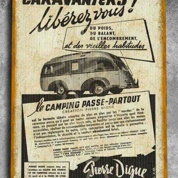 Plaque métal vintage Camping car
