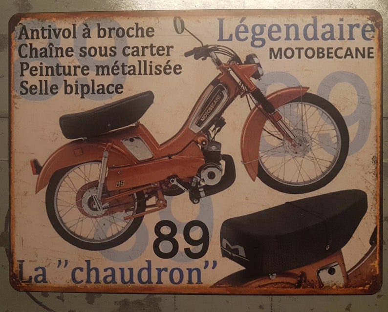 Vintage metal plate Motobécane Mobylette AV89 image 1