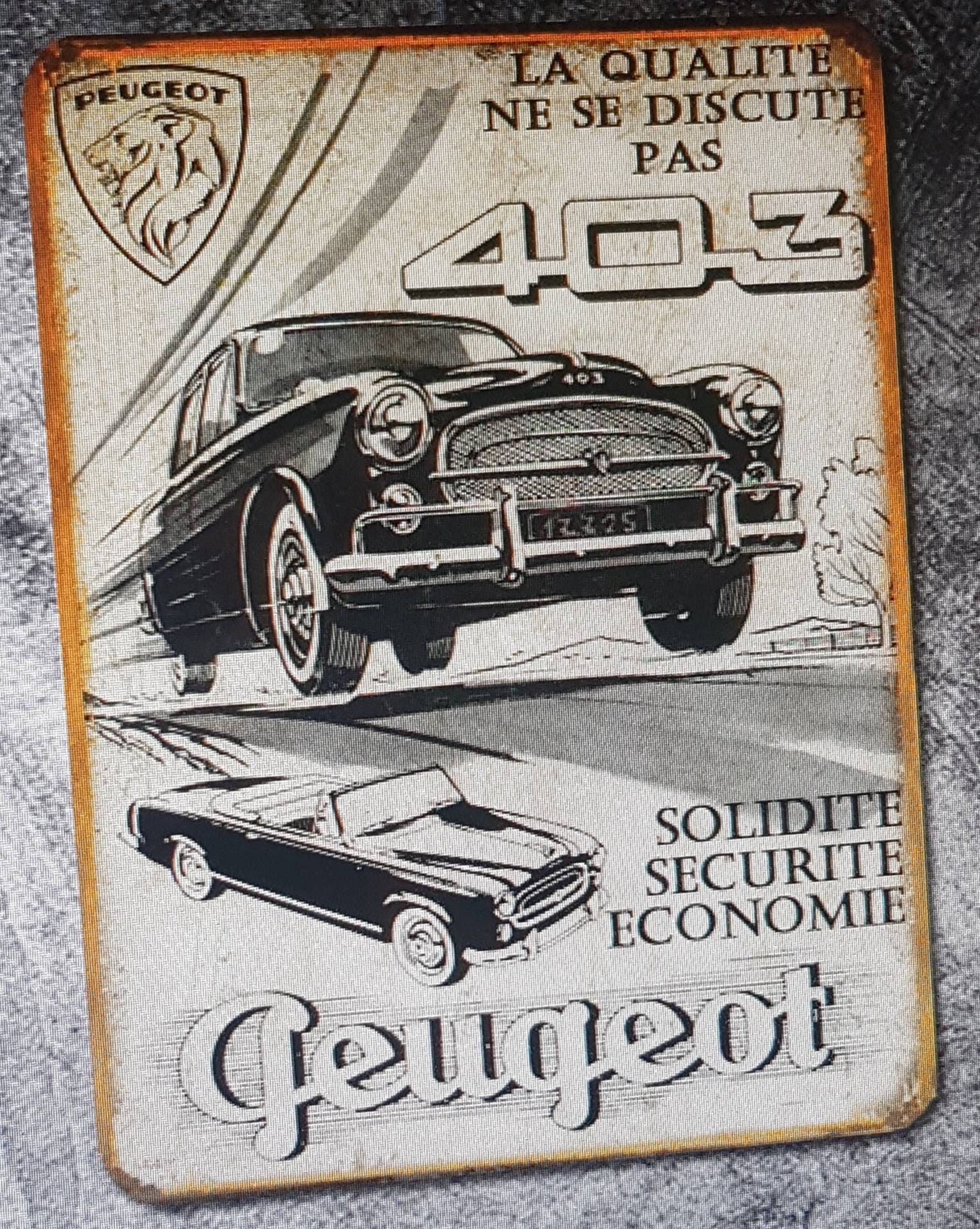 Plaque Métal Vintage Peugeot 403