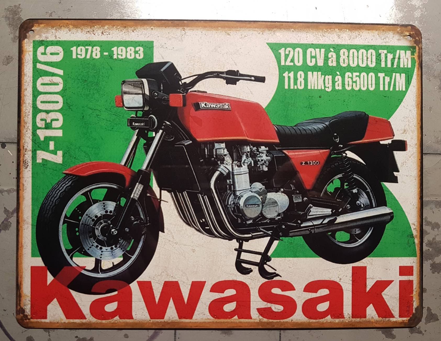 Plaque Métal Vintage Kawasaki Z 1300