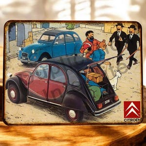 Tim und Struppi 2CV Charleston Vintage Metallschild