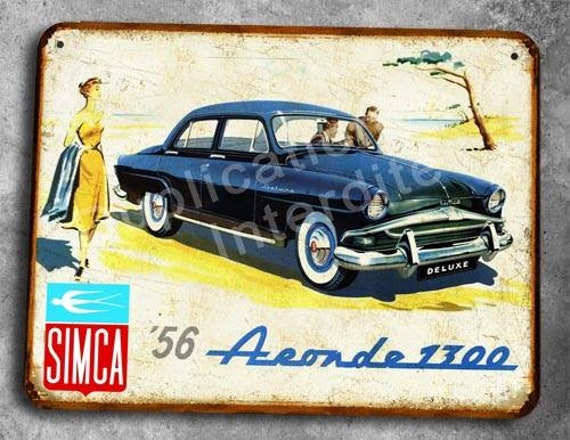 Plaque Métal Vintage Simca Aronde 1300