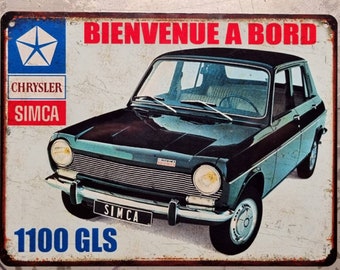 Simca 1100 vintage metal plate