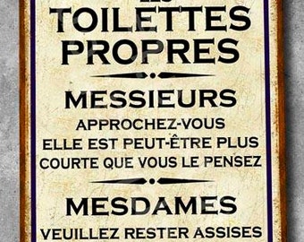 Plaque métal vintage Toilettes