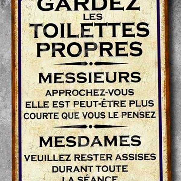 Plaque métal vintage Toilettes