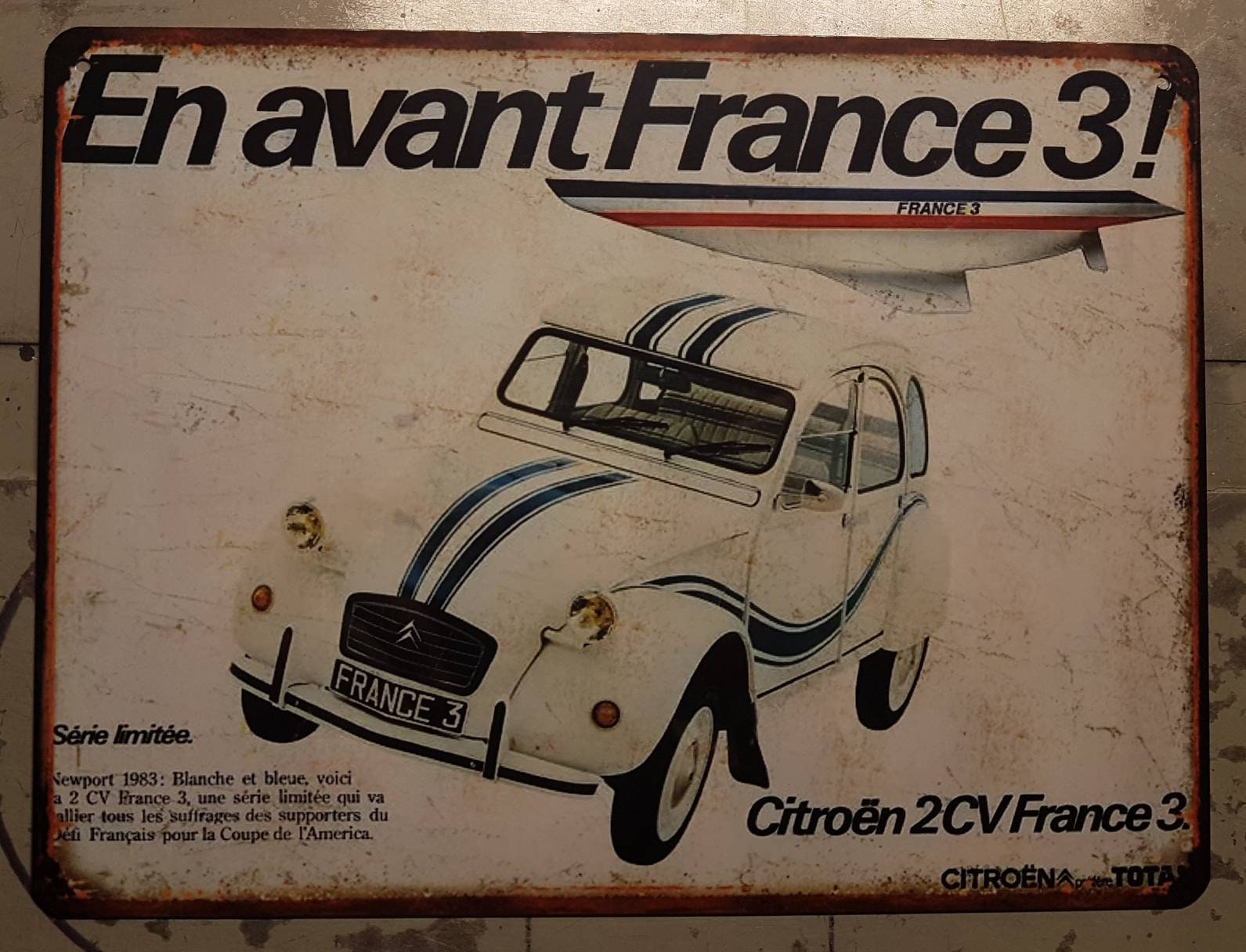 Plaque Métal Vintage Citroën 2Cv France 3