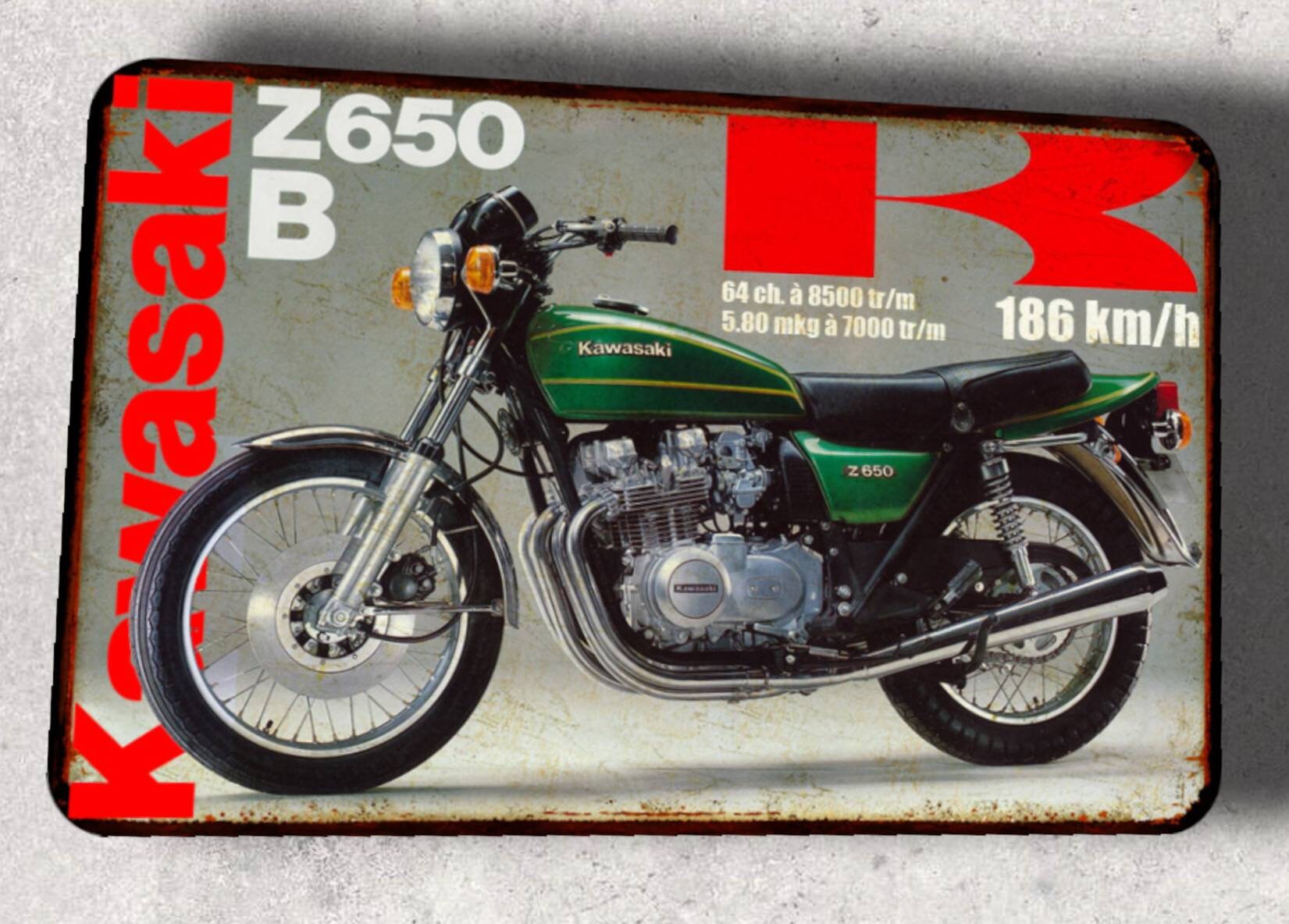 Kawasaki Z650 Vintage Metal Plate -  Israel