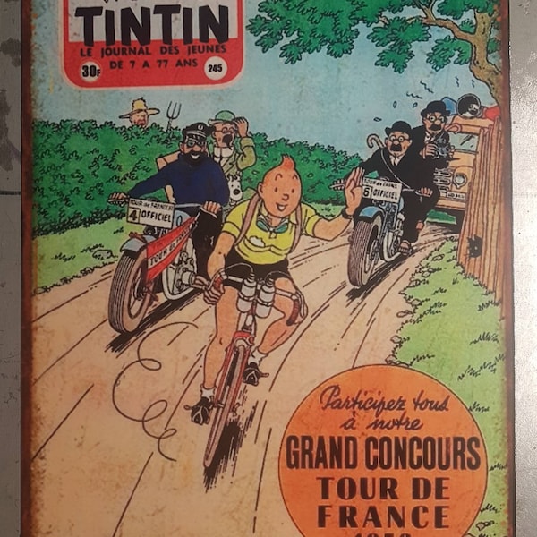 Plaque métal vintage Tintin 1953