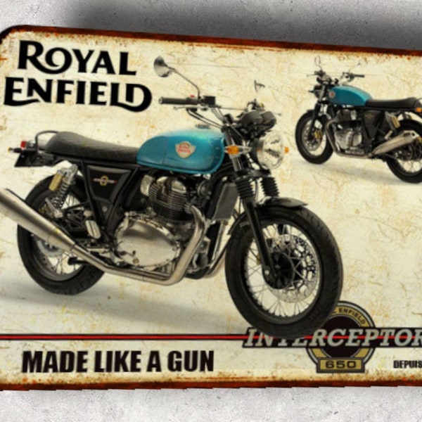 Vintage metal plate Royal Enfield 650 Interceptor