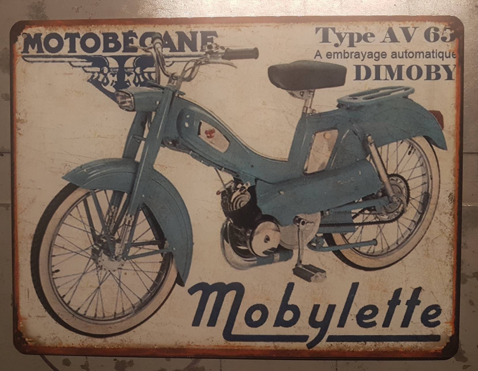 Plaque Métal Vintage Mobylette Av65