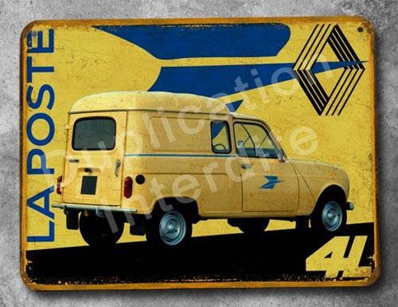 Plaque Métal Vintage Renault 4L La Poste