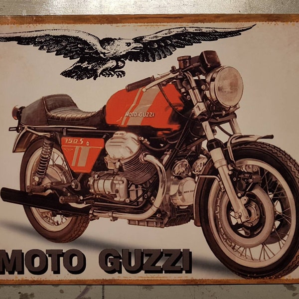 Vintage metal plate Moto Guzzi 750 S3