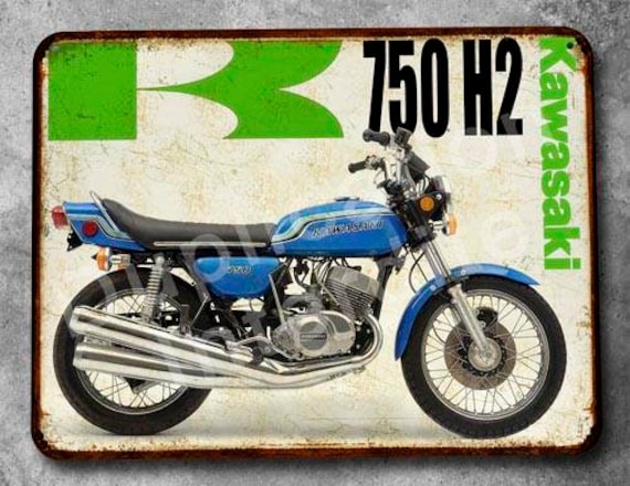 Plaque Métal Vintage Kawasaki 750 H2