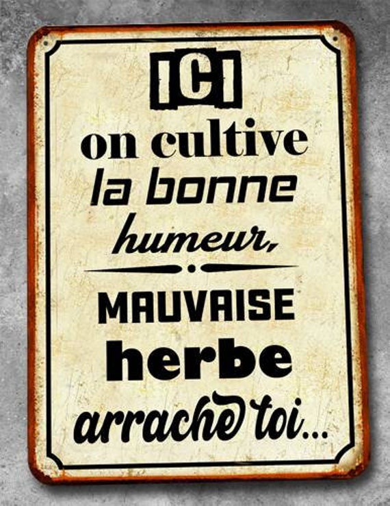 Plaque Métal Vintage Mauvaise Herbe