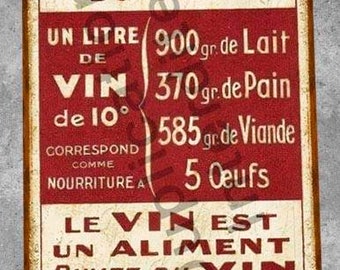 Plaque métal vintage Valeur alimentaire