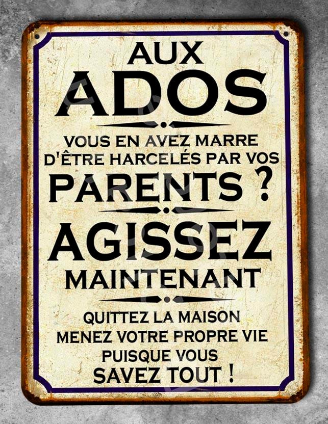 Plaque Métal Vintage Ados