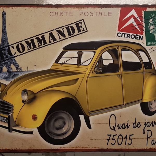 Plaque métal vintage Citroën 2cv