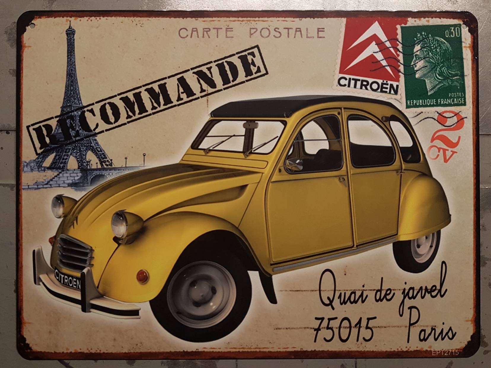 Plaque Métal Vintage Citroën 2Cv