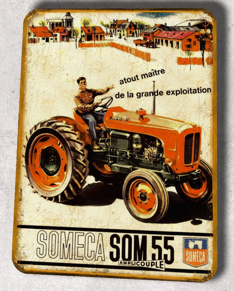 Vintage metal plate Someca SOM 55 tractor image 1
