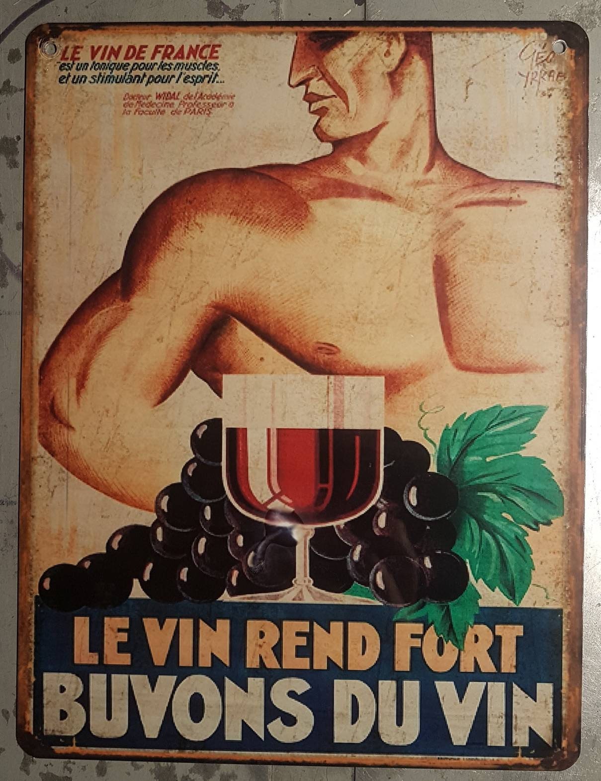 Plaque Métal Le Vin Rend Fort