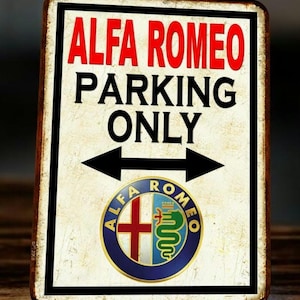 Vintage metalen plaat Alfa Romeo Parking Only