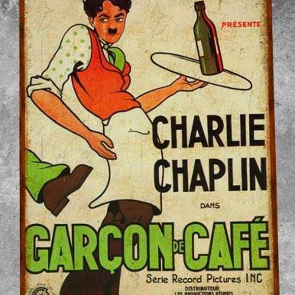 Plaque métal vintage Charlie Chaplin