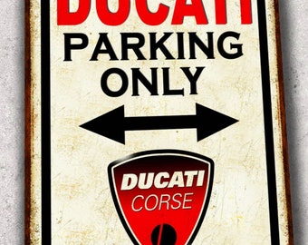 Vintage Ducati Parking Only metal plate