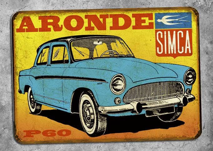 Plaque Métal Vintage Simca Aronde