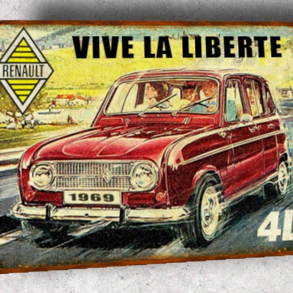 Plaque métal vintage Renault 4L