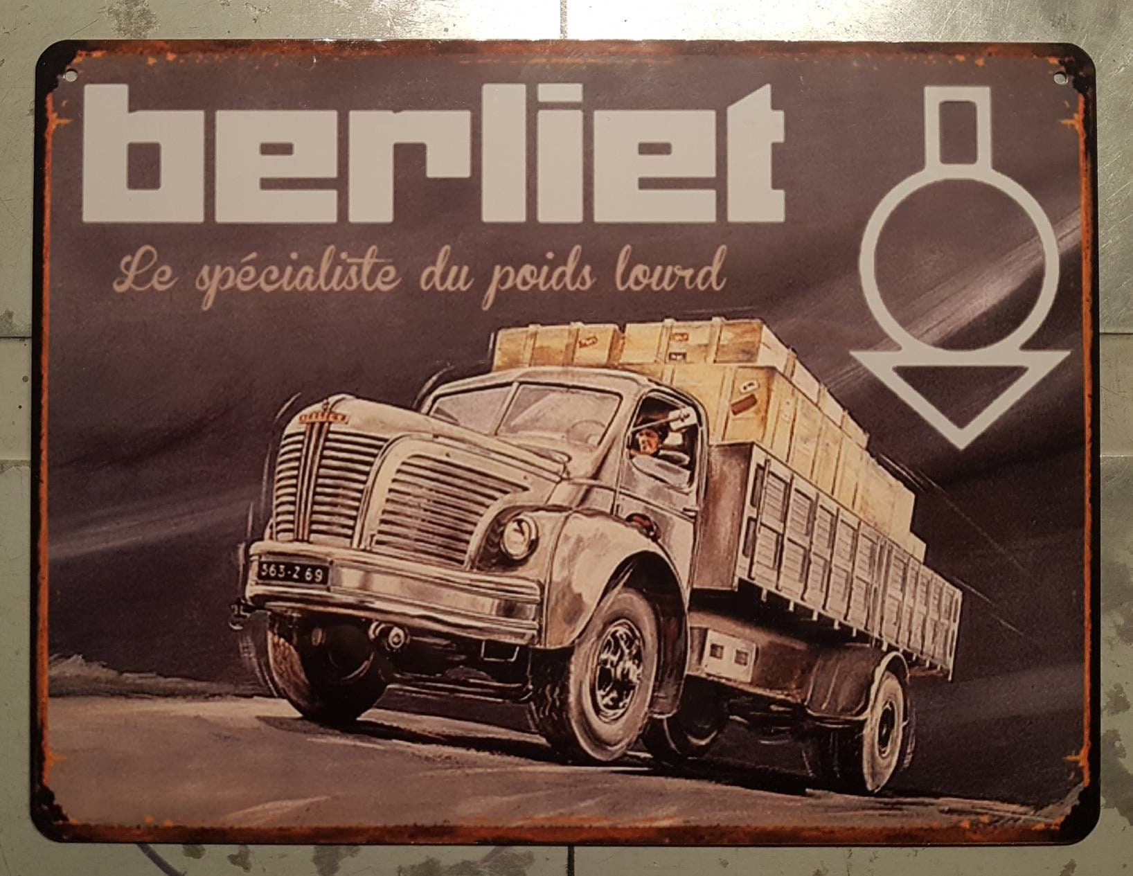 Plaque de camion TIR rouge clair 40 x 25cm DECORATION POIDS LOURD P