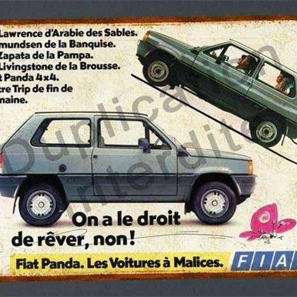 Plaque métal vintage Fiat Panda