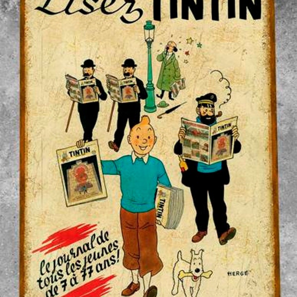 Plaque métal vintage Tintin