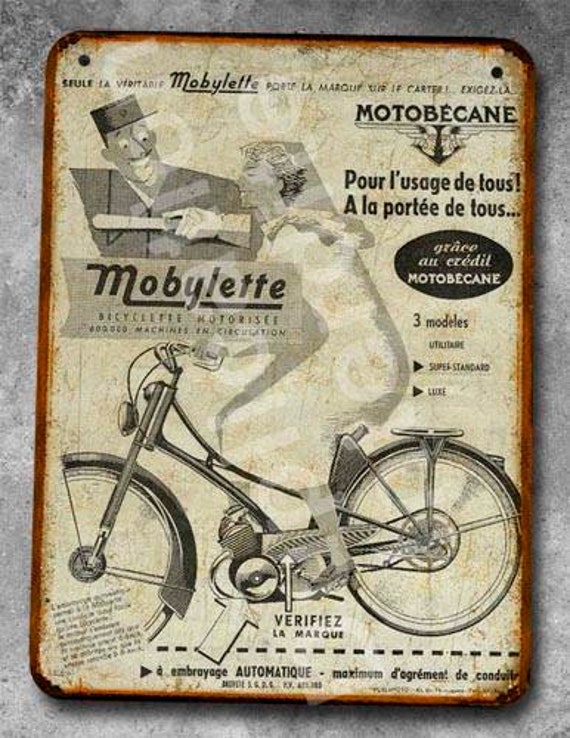 Plaque Métal Vintage Motobécane Mobylette