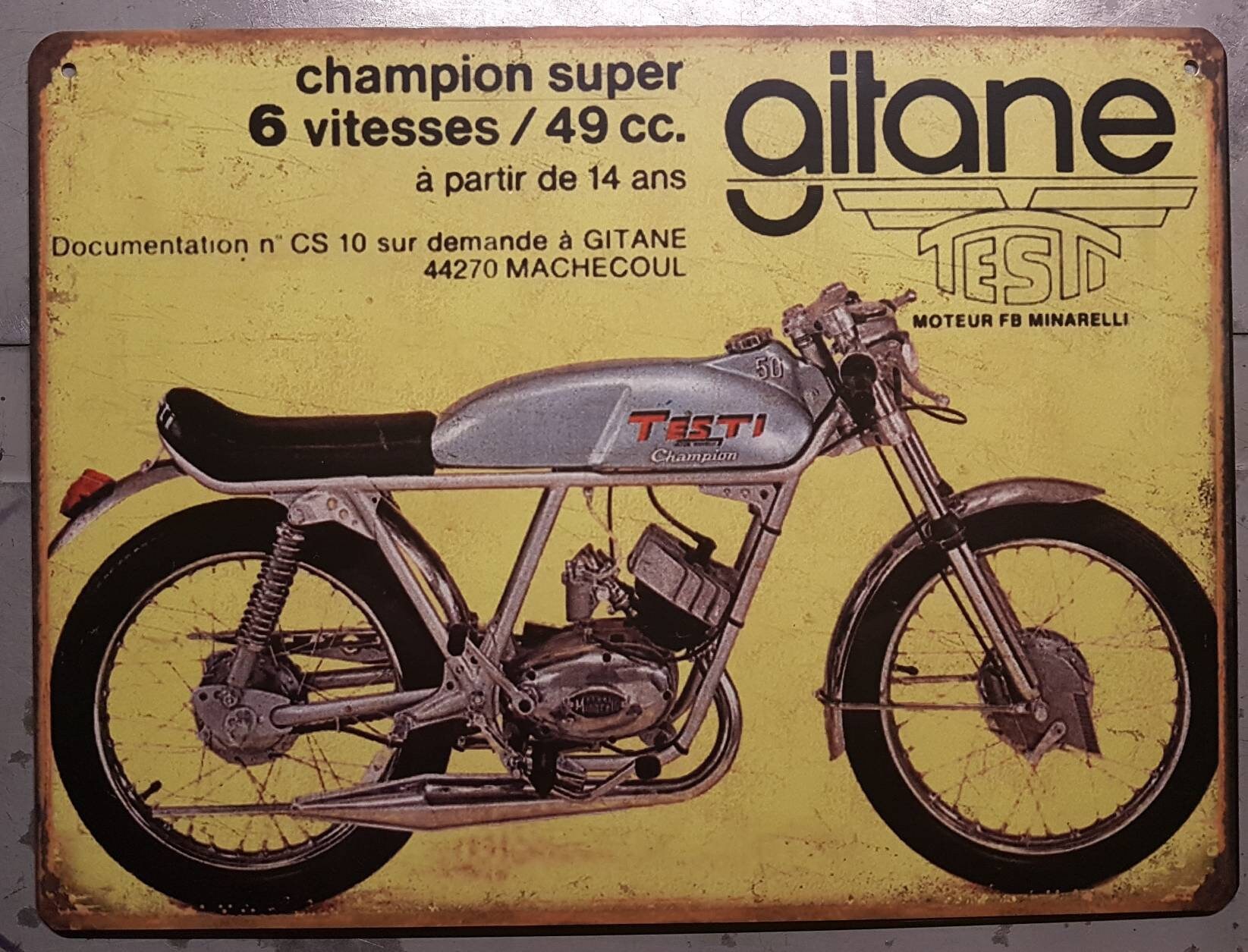 Plaque Métal Vintage Gitane Testi