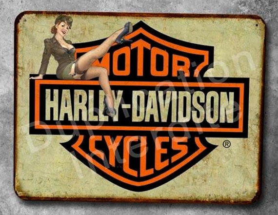 Plaque Métal Vintage Hd Pinup