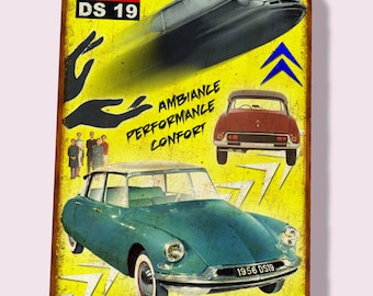 Placa metálica vintage Citroën DS 19