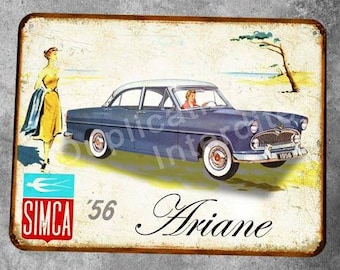 Simca Ariane vintage metal plate