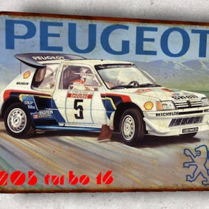 Plaque métal vintage Peugeot 205 T16