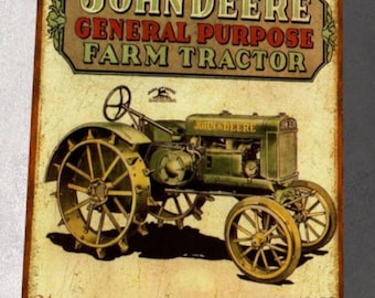 Tractor John Deere placa de metal vintage