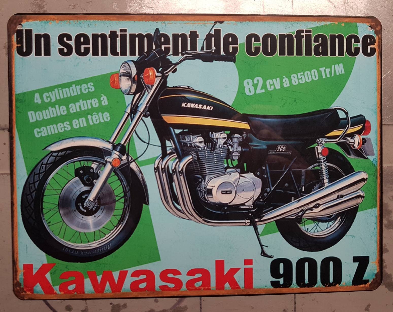 Plaque Métal Vintage Kawasaki 900Z